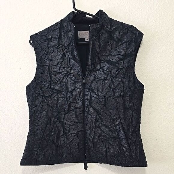 EMIL Rutenberg, Textured Black Sleeveless Vest M - Picture 1 of 6